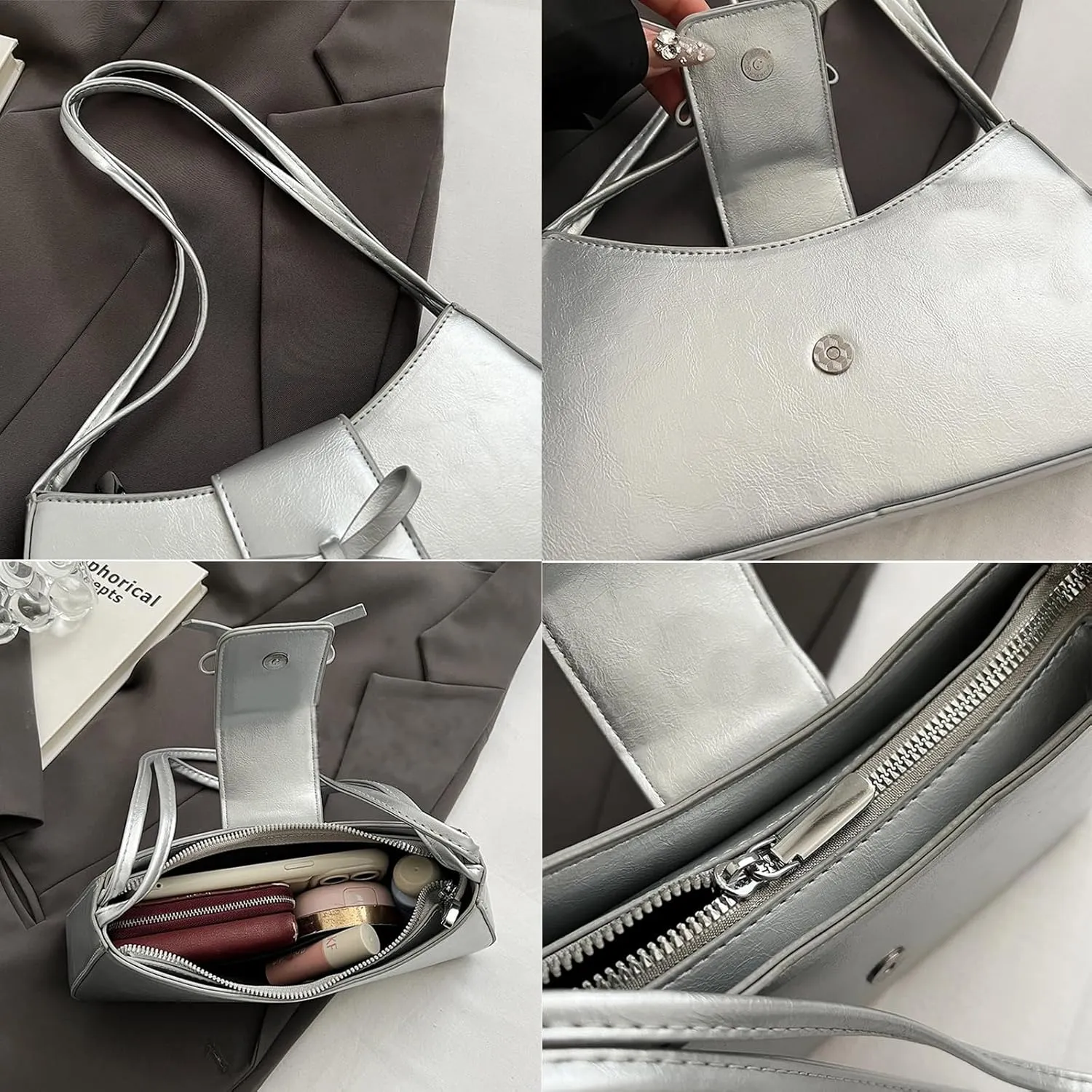 Shoulder Bags for Women,Coquette Bow Purse Trendy Y2K Purse PU Leather Hobo Handbag Cute Bag