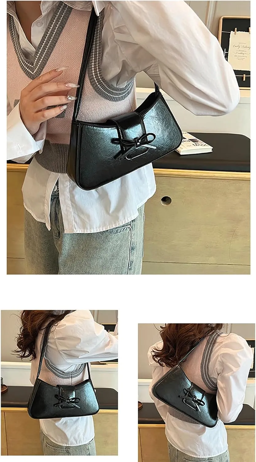 Shoulder Bags for Women,Coquette Bow Purse Trendy Y2K Purse PU Leather Hobo Handbag Cute Bag