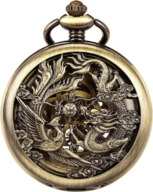 SIBOSUN Mechanical Pocket Watch for Men Antique Pocket Watch with Chain Steampunk Skeleton Mens Pocket Watches with Gift Box