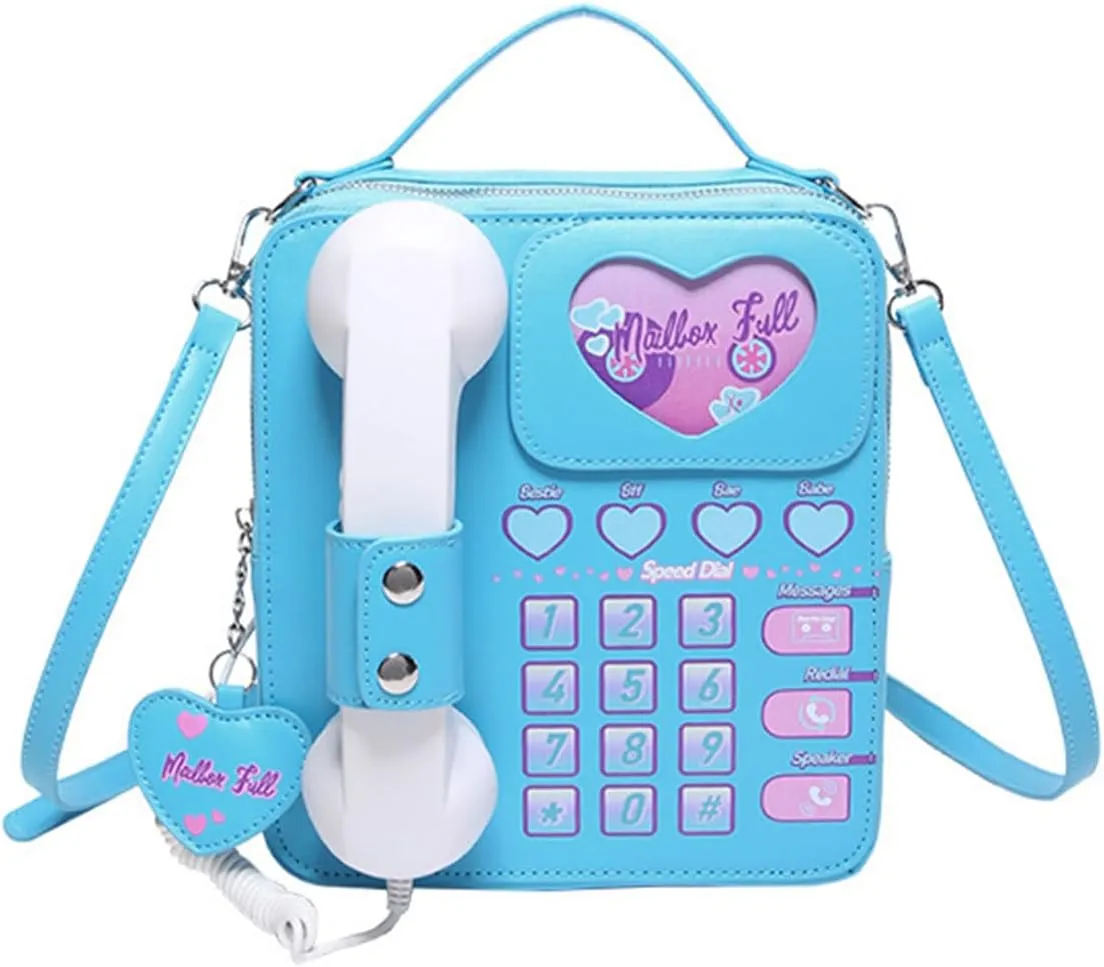 Sister Amy® Retro Dial Telephone Crossbody Shoulder Bag – Vintage-Inspired Design with Movable Microphone