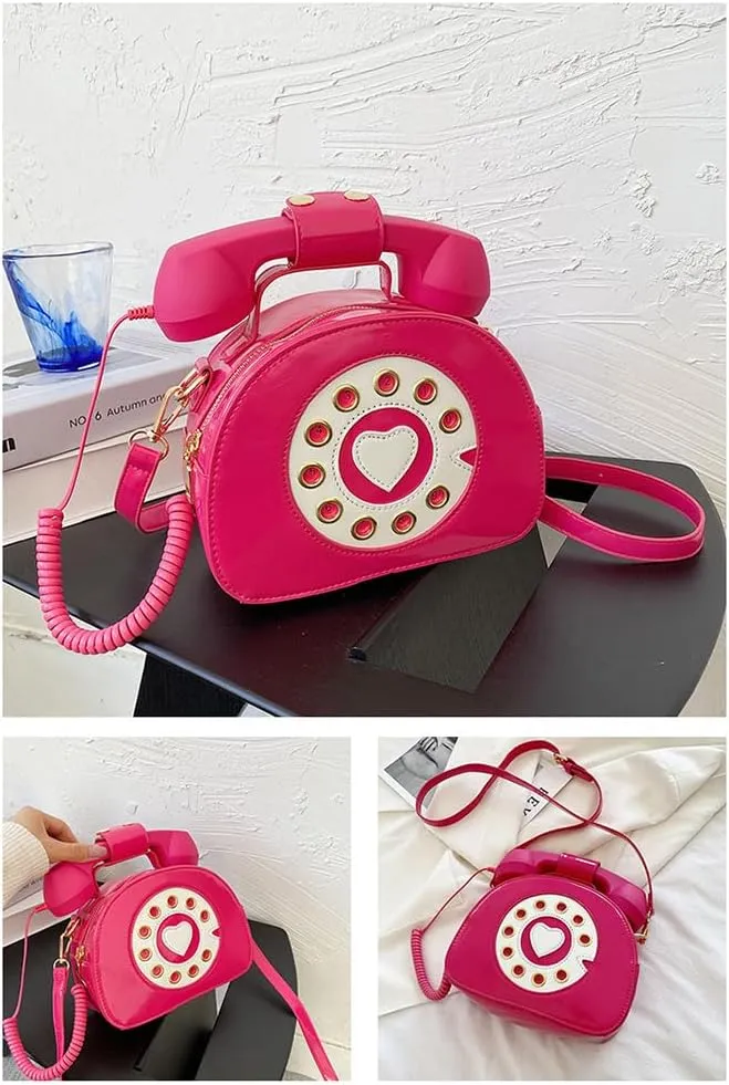 Sister Amy® Vintage-Inspired Crossbody Shoulder Bag – Retro Dial Telephone Design with Movable Microphone