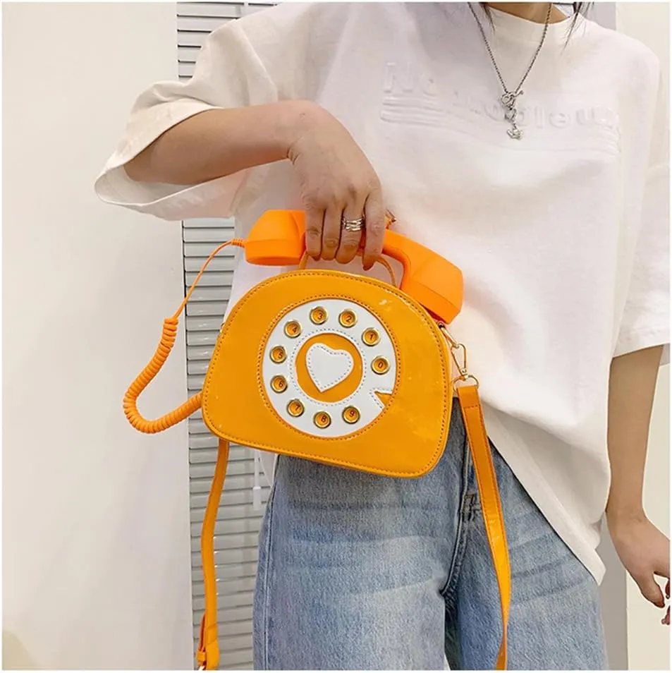 Sister Amy® Vintage-Inspired Crossbody Shoulder Bag – Retro Dial Telephone Design with Movable Microphone