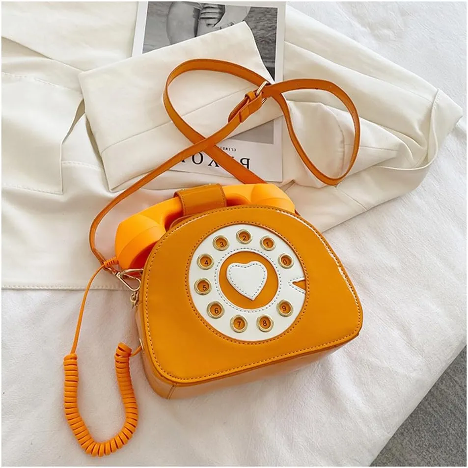 Sister Amy® Vintage-Inspired Crossbody Shoulder Bag – Retro Dial Telephone Design with Movable Microphone