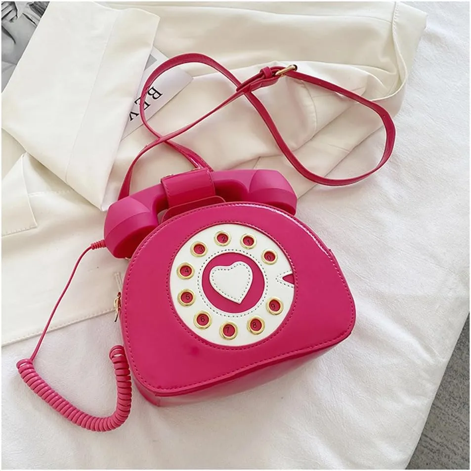 Sister Amy® Vintage-Inspired Crossbody Shoulder Bag – Retro Dial Telephone Design with Movable Microphone