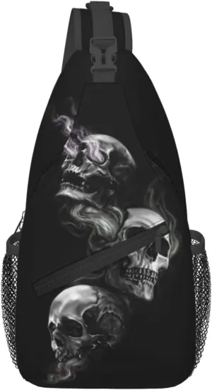 Skull Shoulder Bag Men Sling Backpack Daypack Casual Hiking Bag Cool Backpack Bag for Outdoor