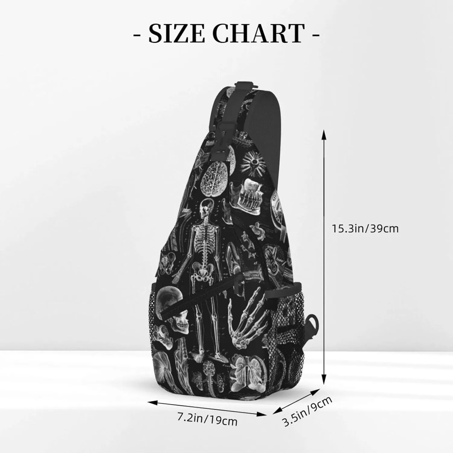 Skull Shoulder Bag Men Sling Backpack Daypack Casual Hiking Bag Cool Backpack Bag for Outdoor