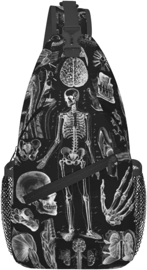 Skull Shoulder Bag Men Sling Backpack Daypack Casual Hiking Bag Cool Backpack Bag for Outdoor
