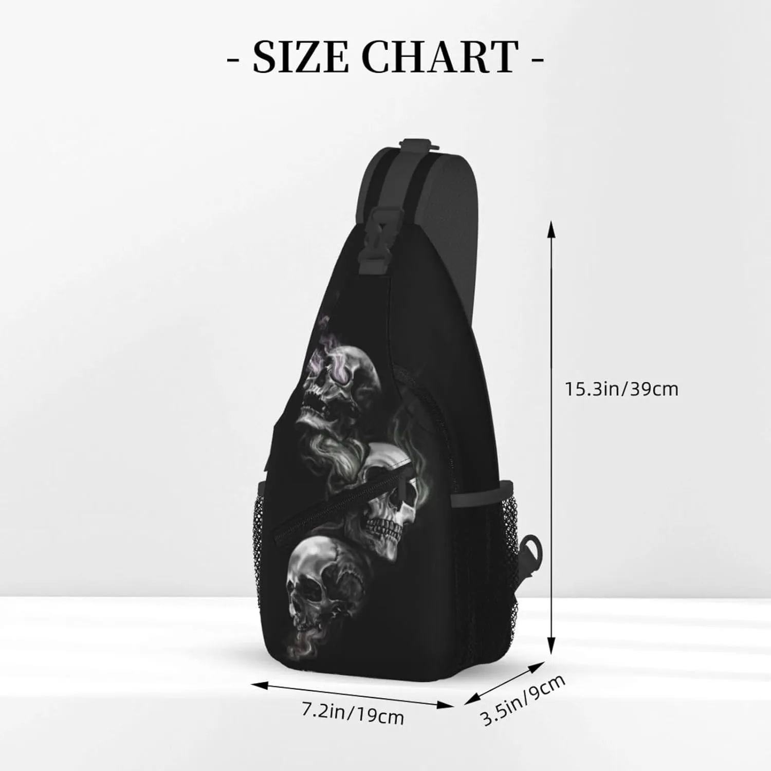 Skull Shoulder Bag Men Sling Backpack Daypack Casual Hiking Bag Cool Backpack Bag for Outdoor