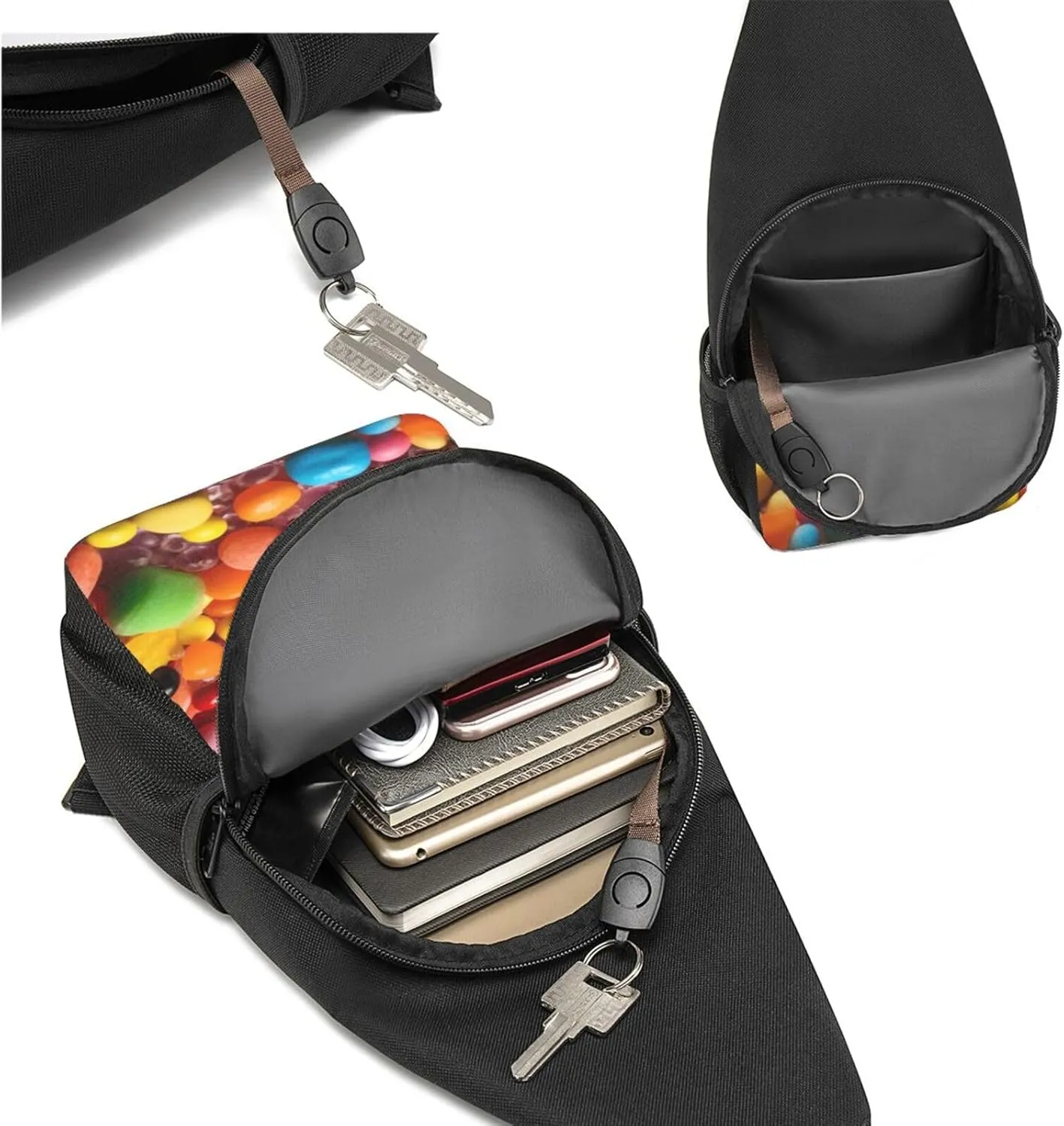 Sling Bag Backpack for Men Women Crossbody Sweet Candies Chest Bag Crossbody Bag for Travel Sport Running