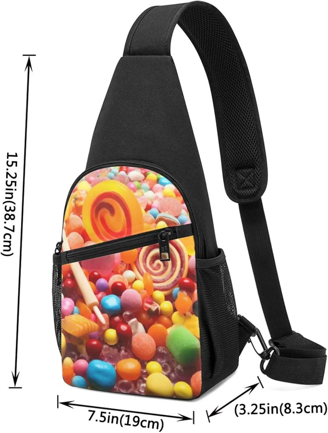 Sling Bag Backpack for Men Women Crossbody Sweet Candies Chest Bag Crossbody Bag for Travel Sport Running