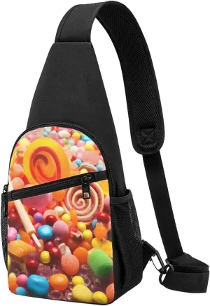 Sling Bag Backpack for Men Women Crossbody Sweet Candies Chest Bag Crossbody Bag for Travel Sport Running
