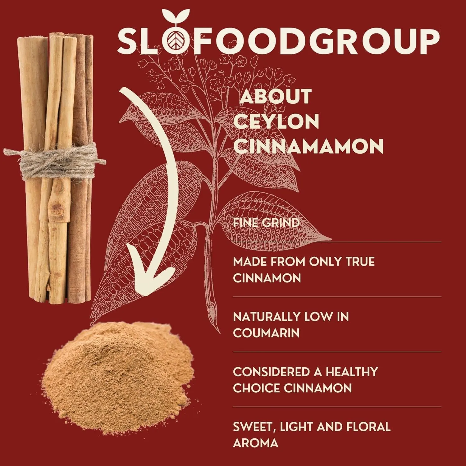 Slofoodgroup Ceylon Cinnamon Powder- Premium Quality Cinnamon Powder from Sri Lanka (16 oz Ceylon Cinnamon Powder 1 LB)