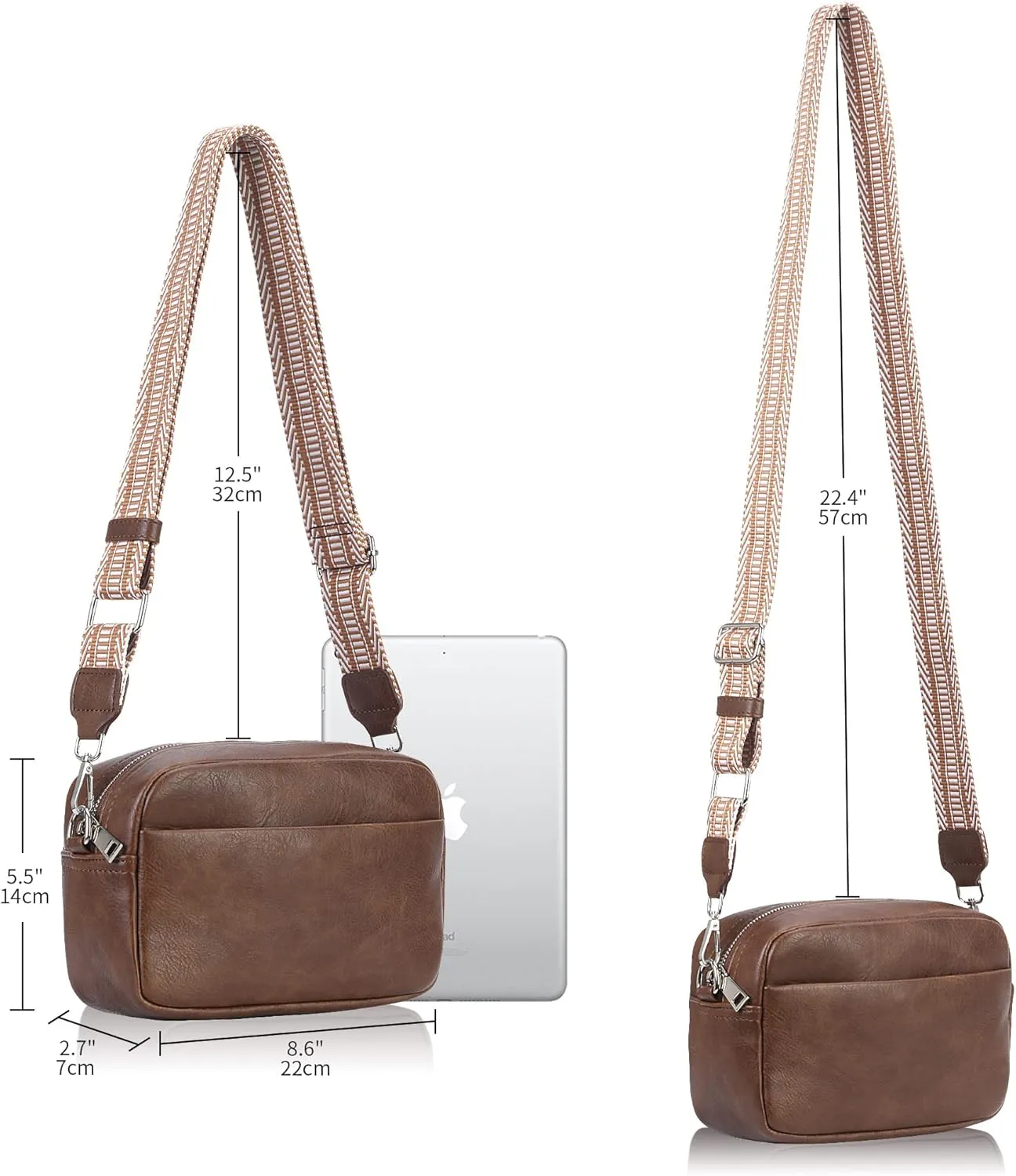 Small Crossbody Bag with Wide Guitar Strap Camera Purse Shoulder Handbag Satchel