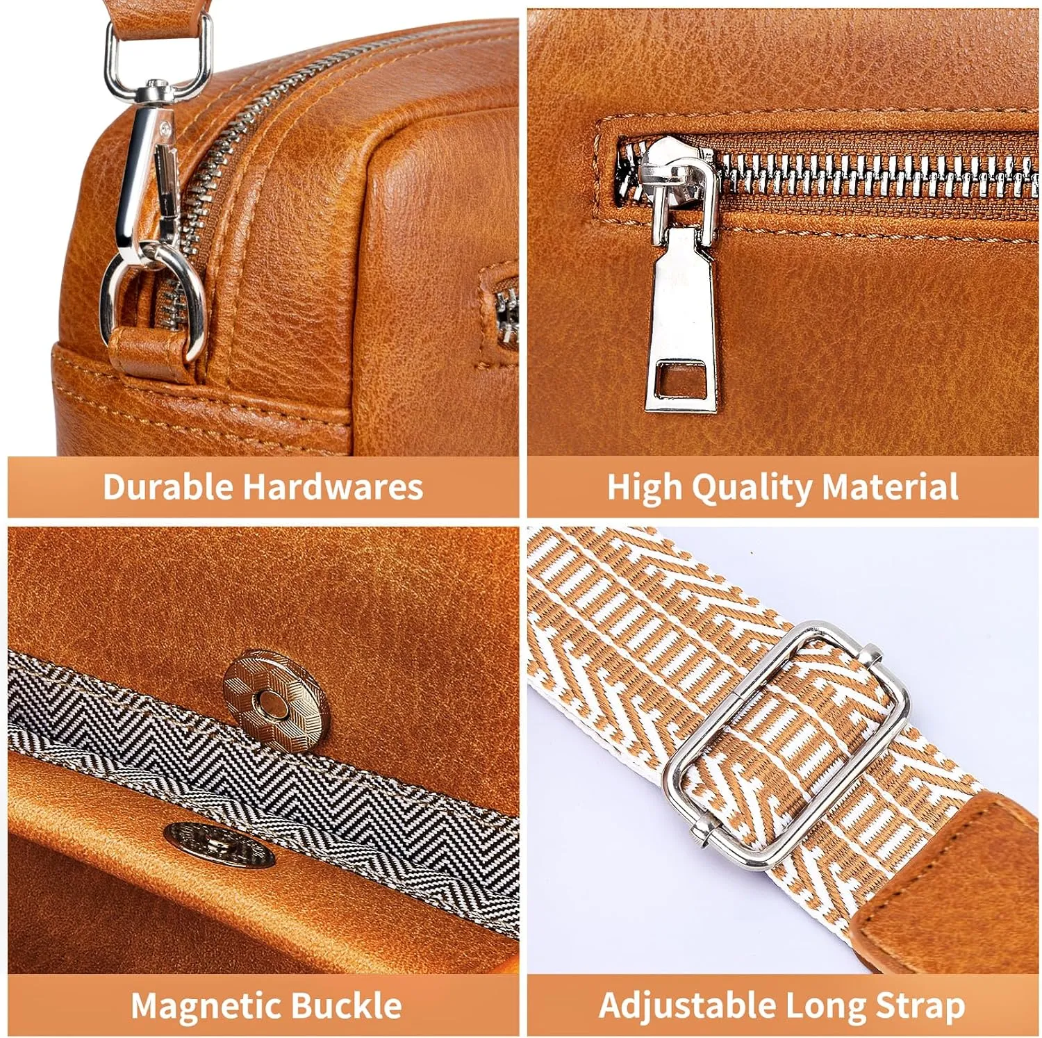 Small Crossbody Bag with Wide Guitar Strap Camera Purse Shoulder Handbag Satchel