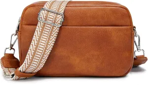Small Crossbody Bag with Wide Guitar Strap Camera Purse Shoulder Handbag Satchel