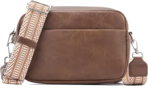 Small Crossbody Bag with Wide Guitar Strap Camera Purse Shoulder Handbag Satchel