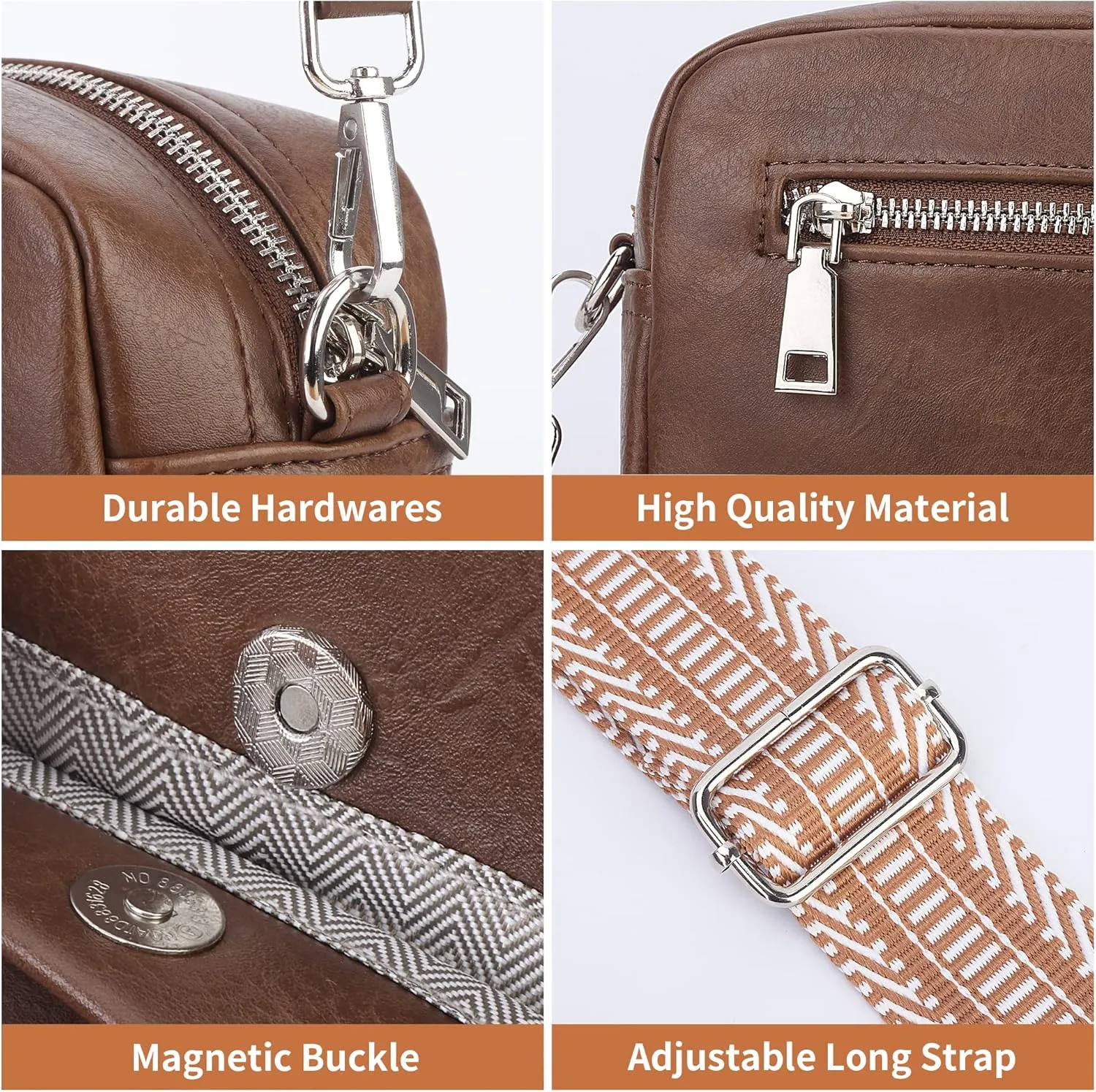 Small Crossbody Bag with Wide Guitar Strap Camera Purse Shoulder Handbag Satchel