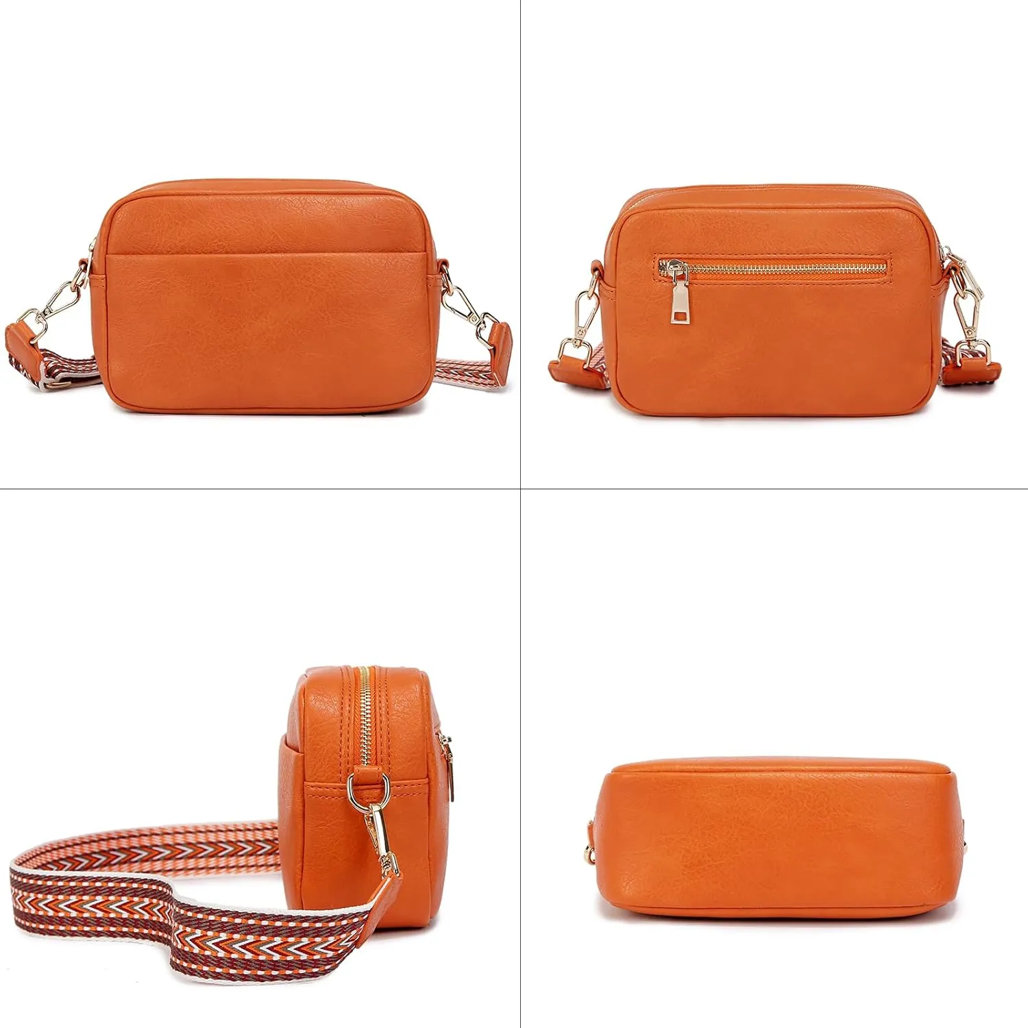 Small Crossbody Bag with Wide Guitar Strap Camera Purse Shoulder Handbag Satchel
