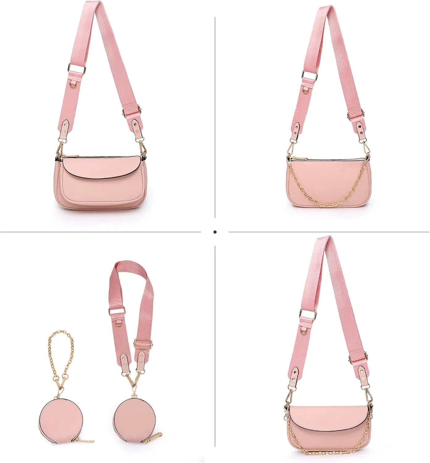 Small Crossbody Bags for Women with Coin Purse Multi Pochette PU Leather Designer Shoulder Handbag 3pcs Set