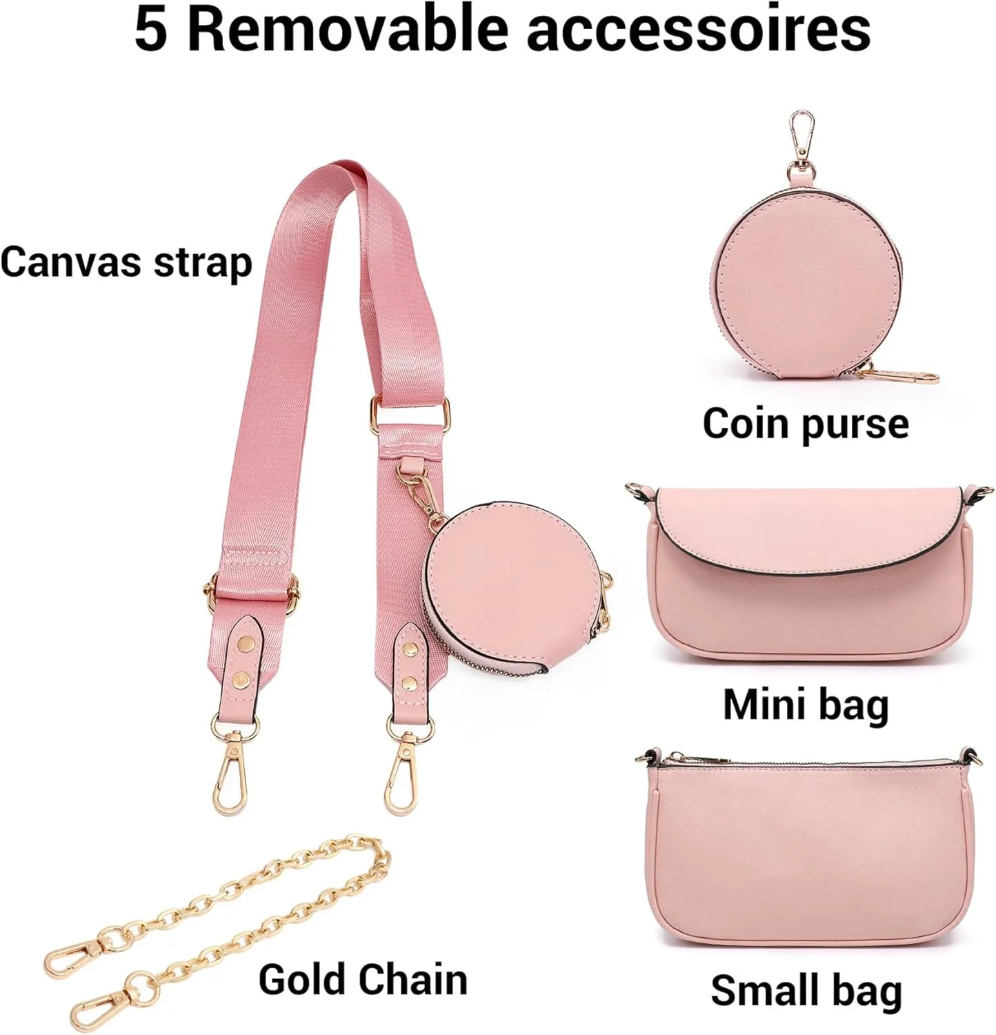 Small Crossbody Bags for Women with Coin Purse Multi Pochette PU Leather Designer Shoulder Handbag 3pcs Set