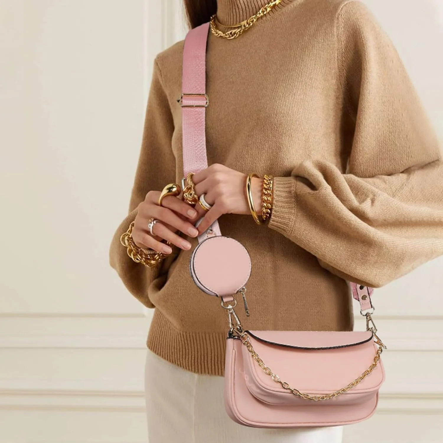 Small Crossbody Bags for Women with Coin Purse Multi Pochette PU Leather Designer Shoulder Handbag 3pcs Set