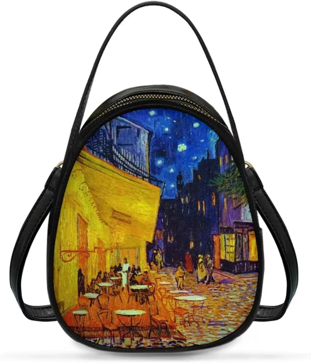 Small Crossbody Purse Bag for Women Travel, Van Gogh Monet Sling Handbag PU Leather Phone Holder for Art Lover