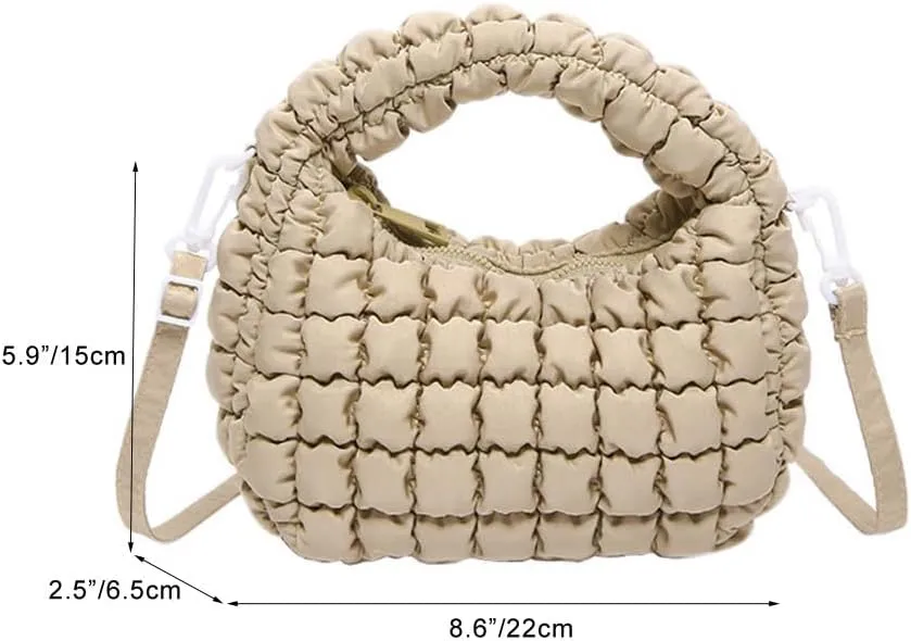 Small Quilted Bubble Bag Lightweight Puffer Handbag Soft Down Cotton Padded Shoulder Crossbody Bag