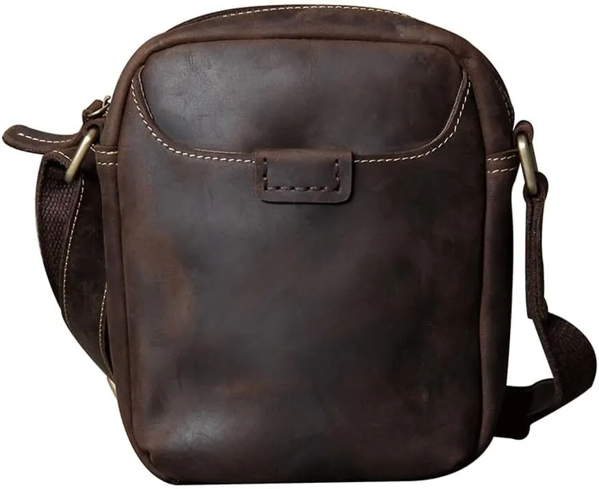 Small Satchel Crazy Horse Leather Vintage Crossbody Bag Carrying Backpack