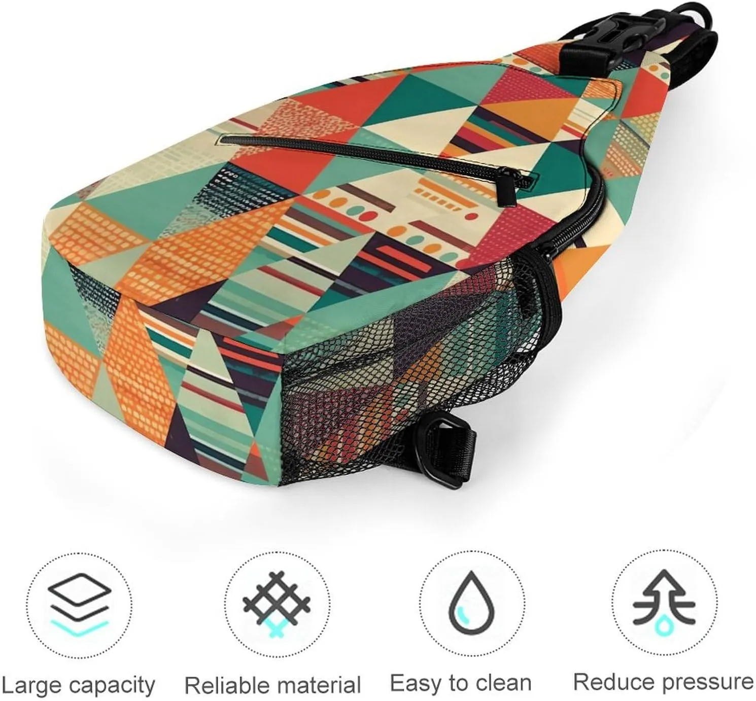 Small Sling Chest Bag Crossbody Bag for Men Women,Bright Colors And Stripes Lightweight Gym Daypack for Travel Cycling Hiking