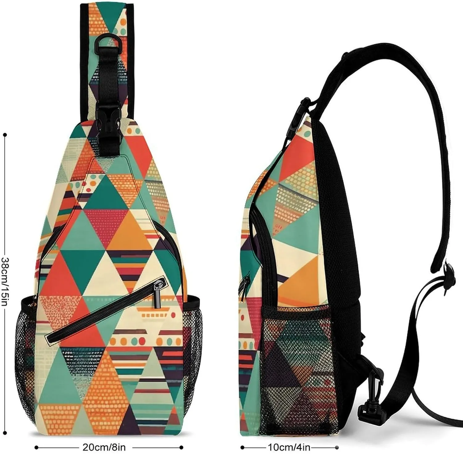 Small Sling Chest Bag Crossbody Bag for Men Women,Bright Colors And Stripes Lightweight Gym Daypack for Travel Cycling Hiking