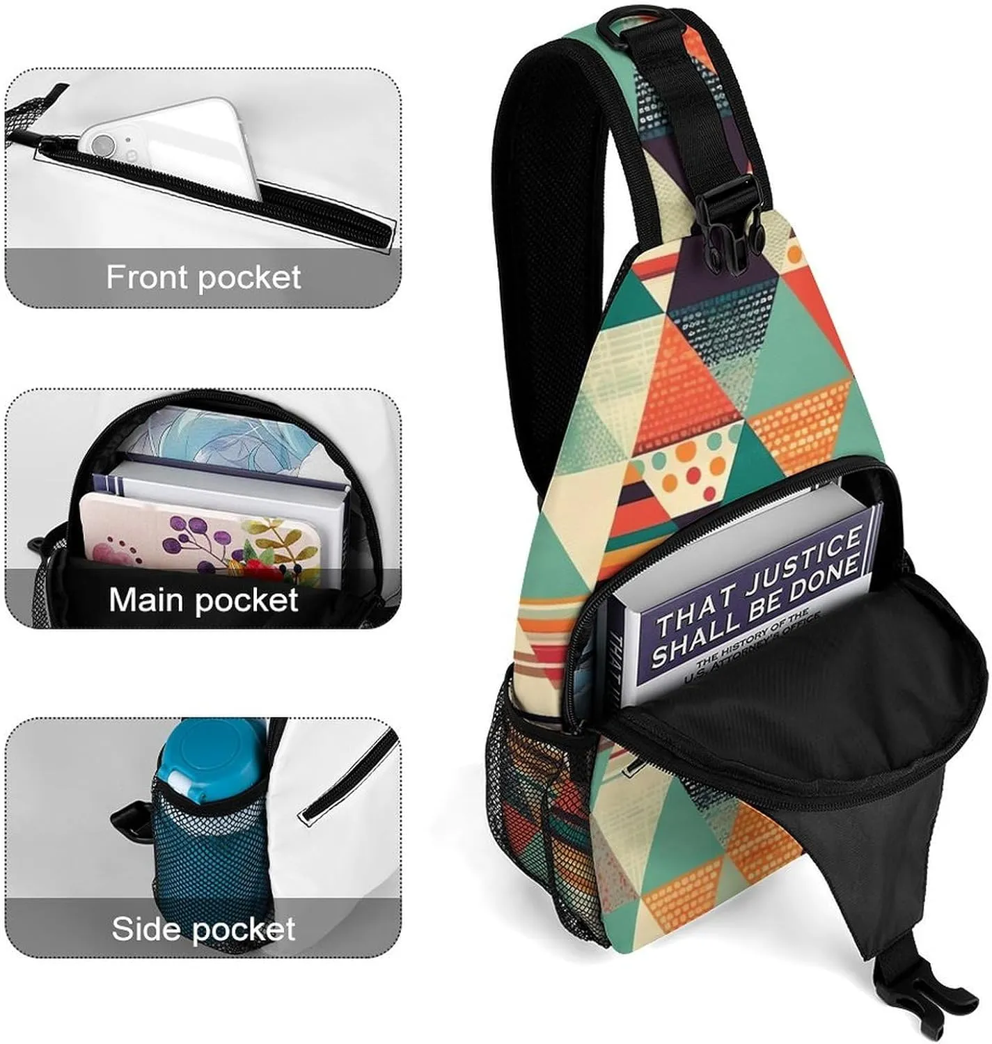 Small Sling Chest Bag Crossbody Bag for Men Women,Bright Colors And Stripes Lightweight Gym Daypack for Travel Cycling Hiking