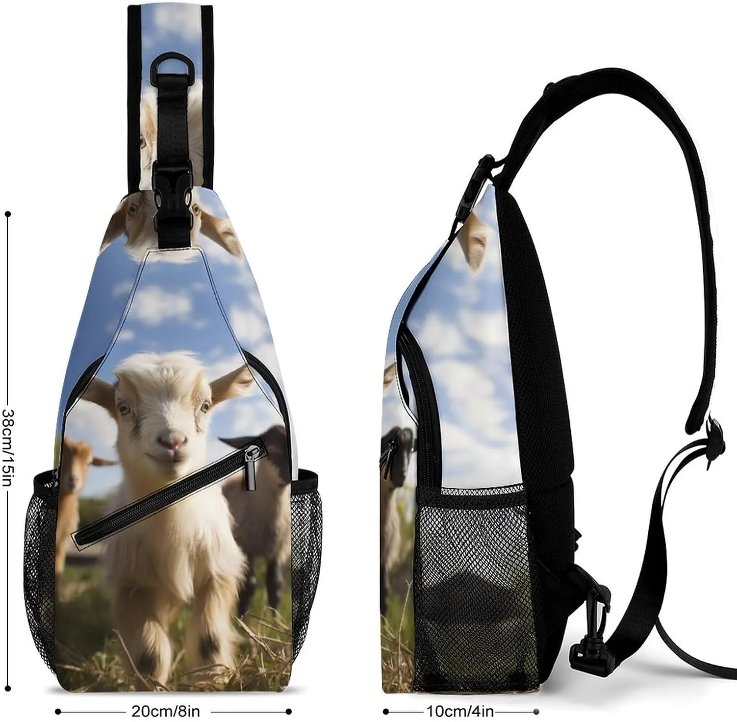 Small Sling Chest Bag Crossbody Bag for Men Women,Cute Goat Lightweight Gym Daypack for Travel Cycling Hiking