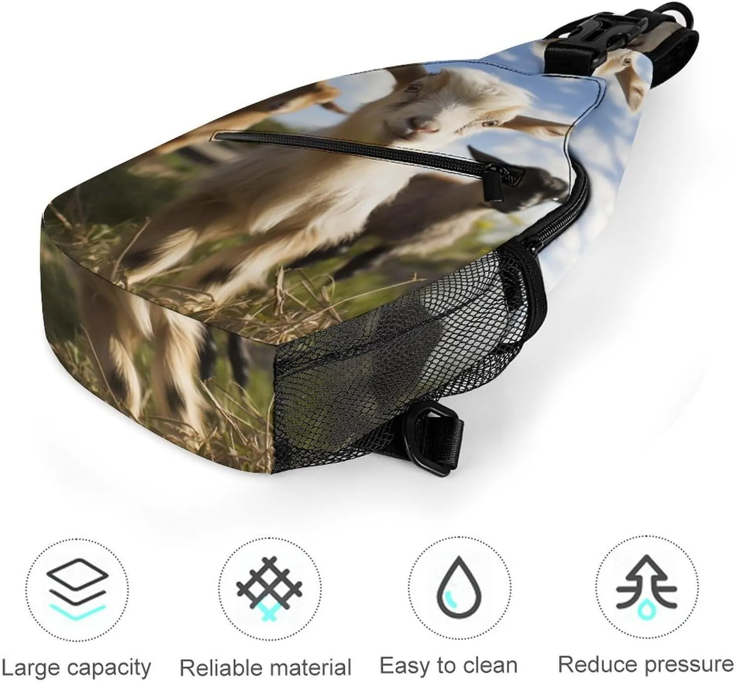 Small Sling Chest Bag Crossbody Bag for Men Women,Cute Goat Lightweight Gym Daypack for Travel Cycling Hiking