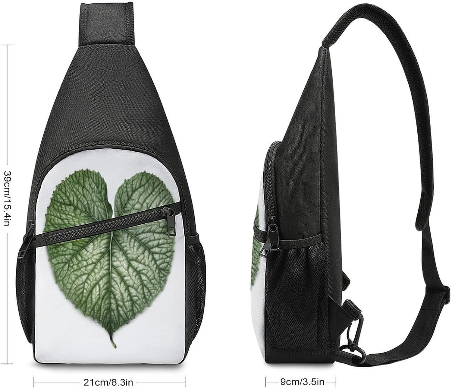 Small Sling Chest Bag Crossbody Bag for Men Women,Green Plant Leaves Lightweight Gym Daypack for Travel Cycling Hiking