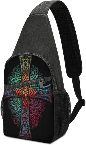 Small Sling Chest Bag Crossbody Bag for Men Women,Pattern of Shapes Lightweight Gym Daypack for Travel Cycling Hiking