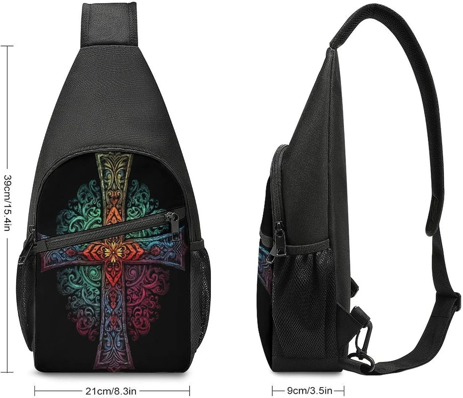Small Sling Chest Bag Crossbody Bag for Men Women,Pattern of Shapes Lightweight Gym Daypack for Travel Cycling Hiking