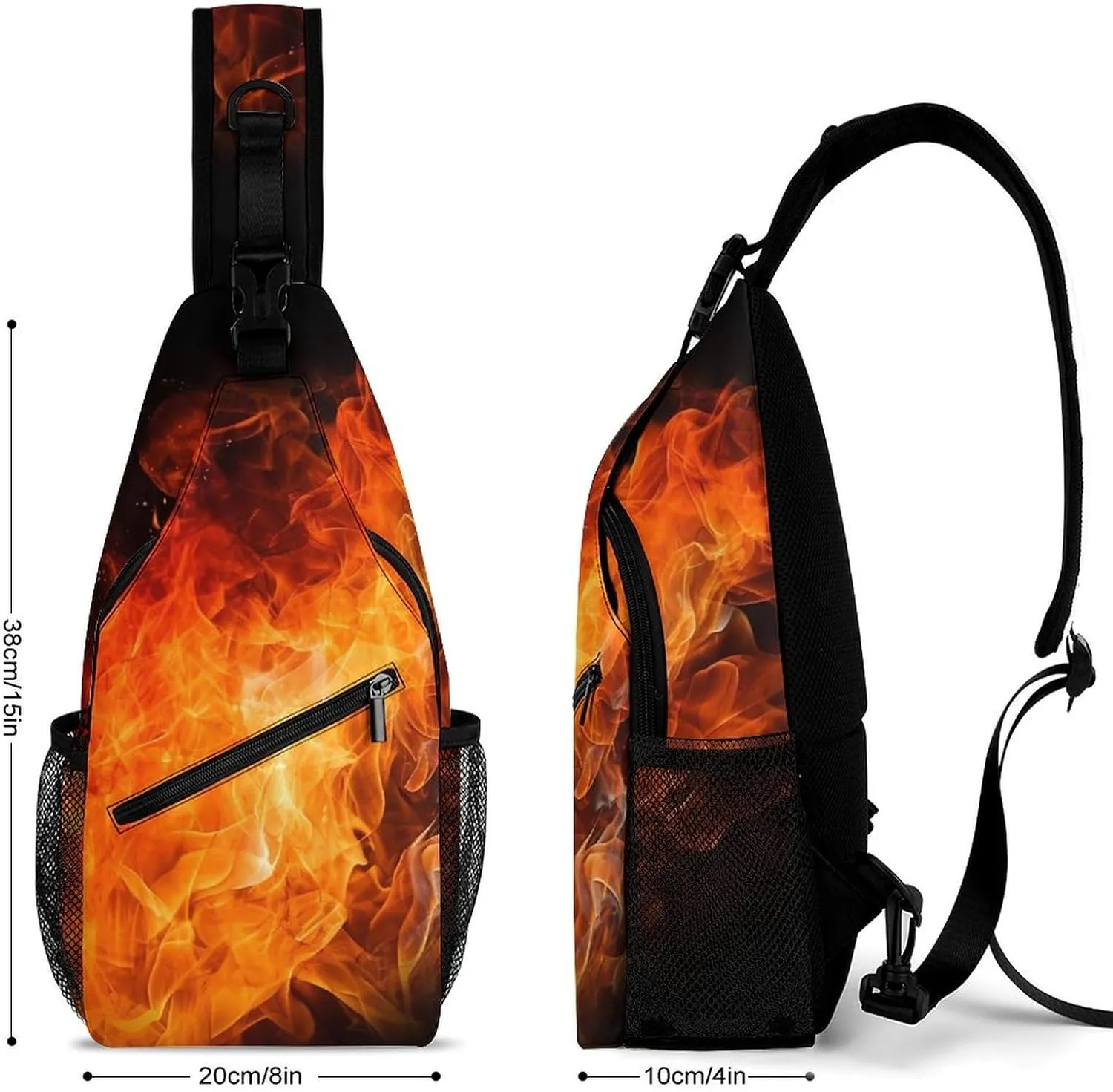 Small Sling Chest Bag Crossbody Bag for Men Women,Roaring Flame Lightweight Gym Daypack for Travel Cycling Hiking