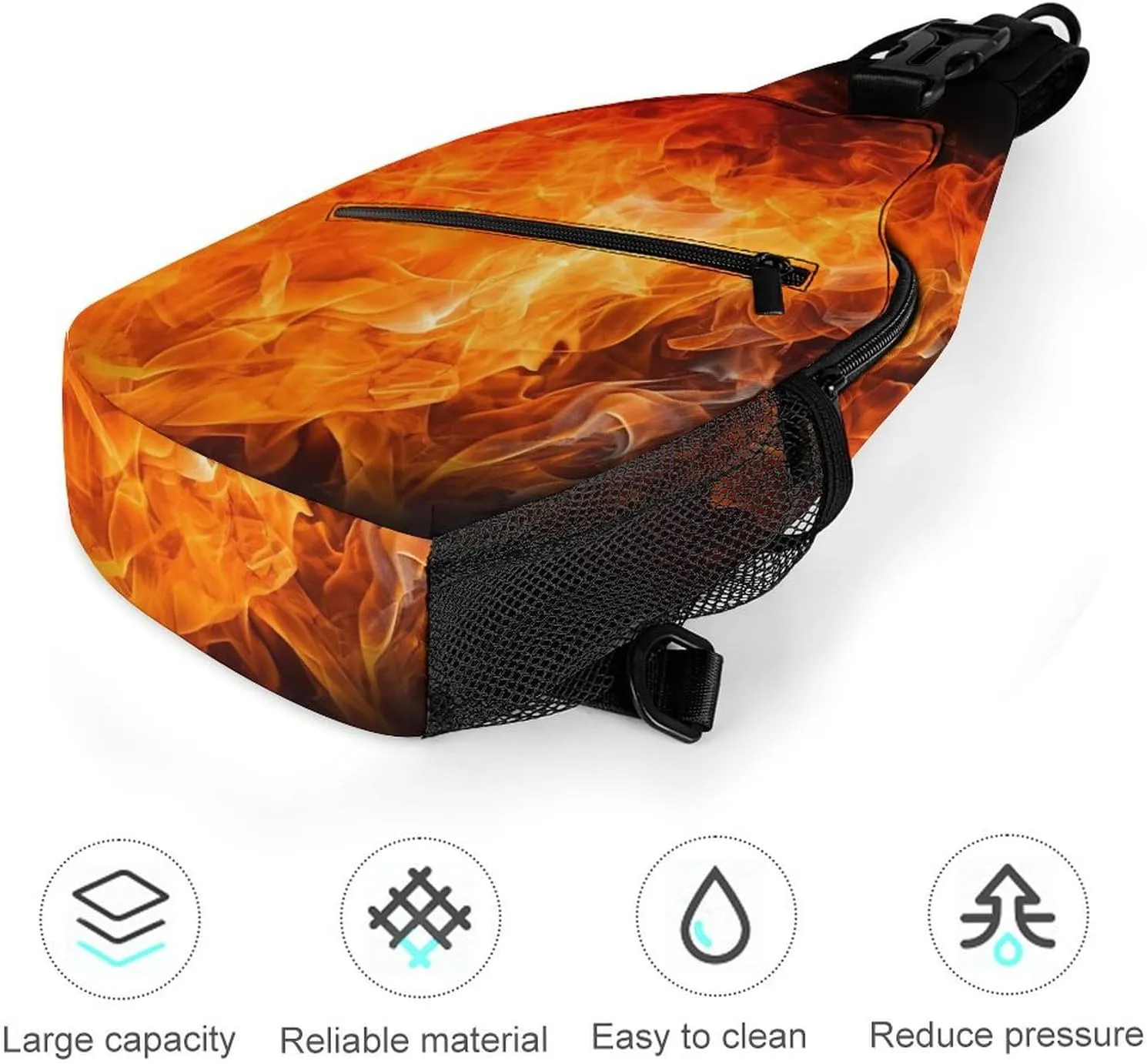 Small Sling Chest Bag Crossbody Bag for Men Women,Roaring Flame Lightweight Gym Daypack for Travel Cycling Hiking
