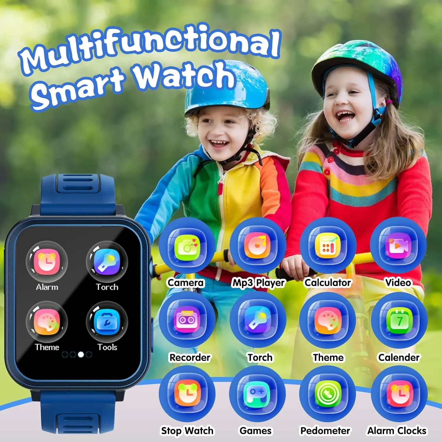 Smart Watch for Kids with 24 Puzzle Games HD Touch Screen Camera Video Music Player Pedometer Alarm Clock Flashlight 12/24 hr Kids Watches Gift for 4-12 Year Old Boys Girls Toys for Kids