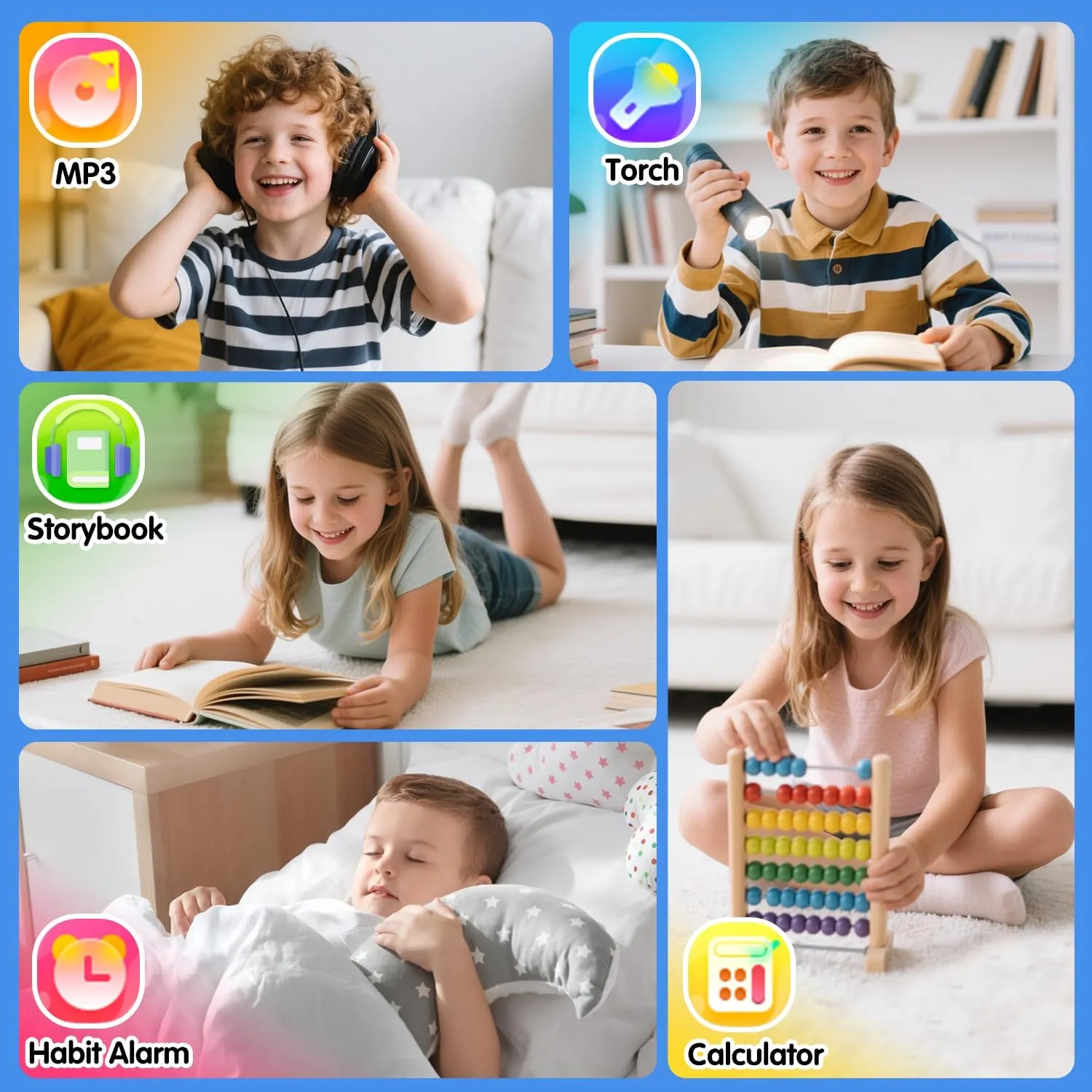 Smart Watch for Kids with 24 Puzzle Games HD Touch Screen Camera Video Music Player Pedometer Alarm Clock Flashlight 12/24 hr Kids Watches Gift for 4-12 Year Old Boys Girls Toys for Kids
