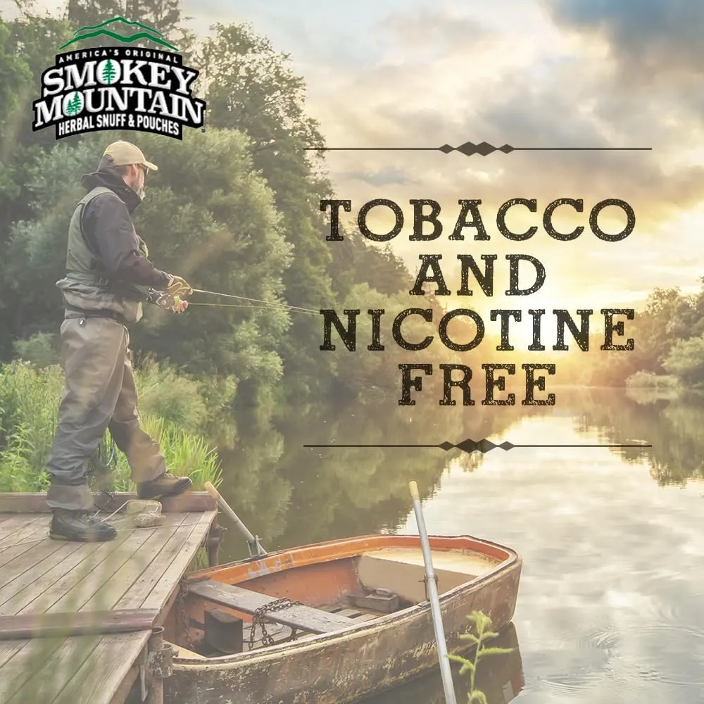 Smokey Mountain Caffeinated Pouches - Spearmint - Tobacco Free and Nicotine Free - 10 Can Box - 15 Pouches Per Can