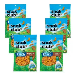 Snak Club Crunch Mix with Hidden Valley Ranch Seasoning, Toasted Corn, Chili Cheese Corn Jacks, Sesame Sticks, and Rye Chips, Kosher Snack, 2.5 oz Snack Bags, 6 Pack