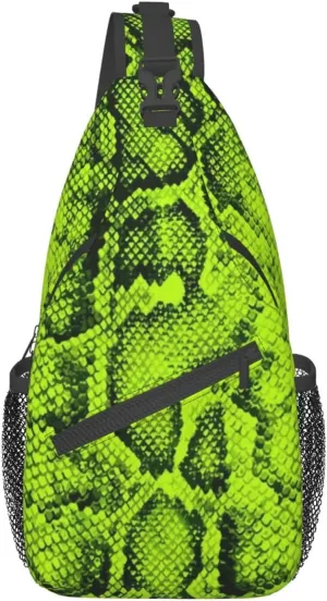 Snake Shoulder Bag Snake Skin Sling Backpack Daypack Casual Backpack Hiking Bag Cool Backpack Bag