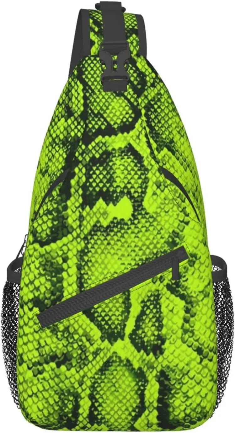 Snake Shoulder Bag Snake Skin Sling Backpack Daypack Casual Backpack Hiking Bag Cool Backpack Bag