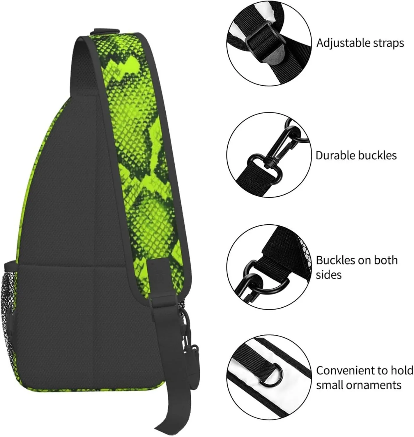 Snake Shoulder Bag Snake Skin Sling Backpack Daypack Casual Backpack Hiking Bag Cool Backpack Bag