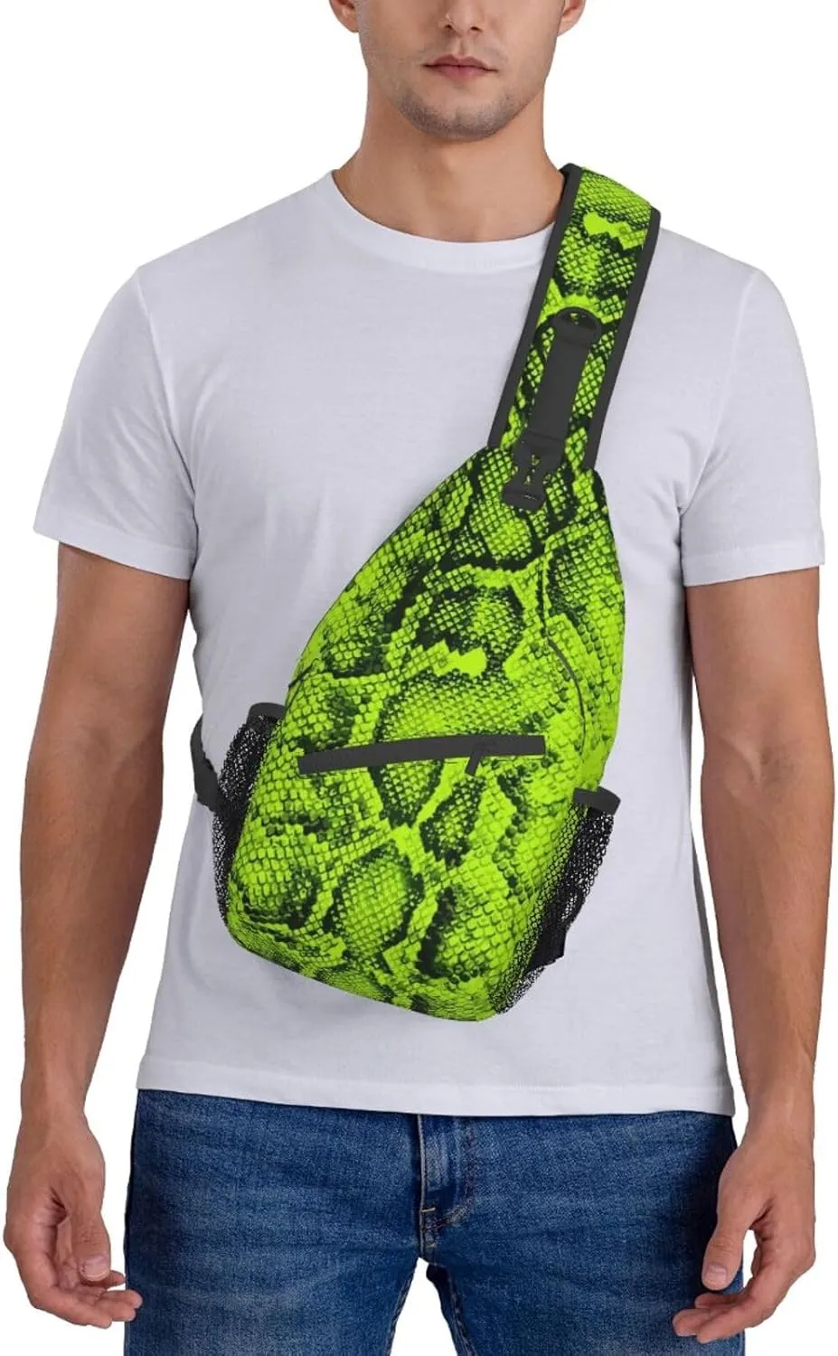 Snake Shoulder Bag Snake Skin Sling Backpack Daypack Casual Backpack Hiking Bag Cool Backpack Bag