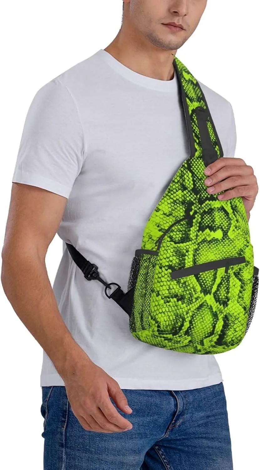 Snake Shoulder Bag Snake Skin Sling Backpack Daypack Casual Backpack Hiking Bag Cool Backpack Bag