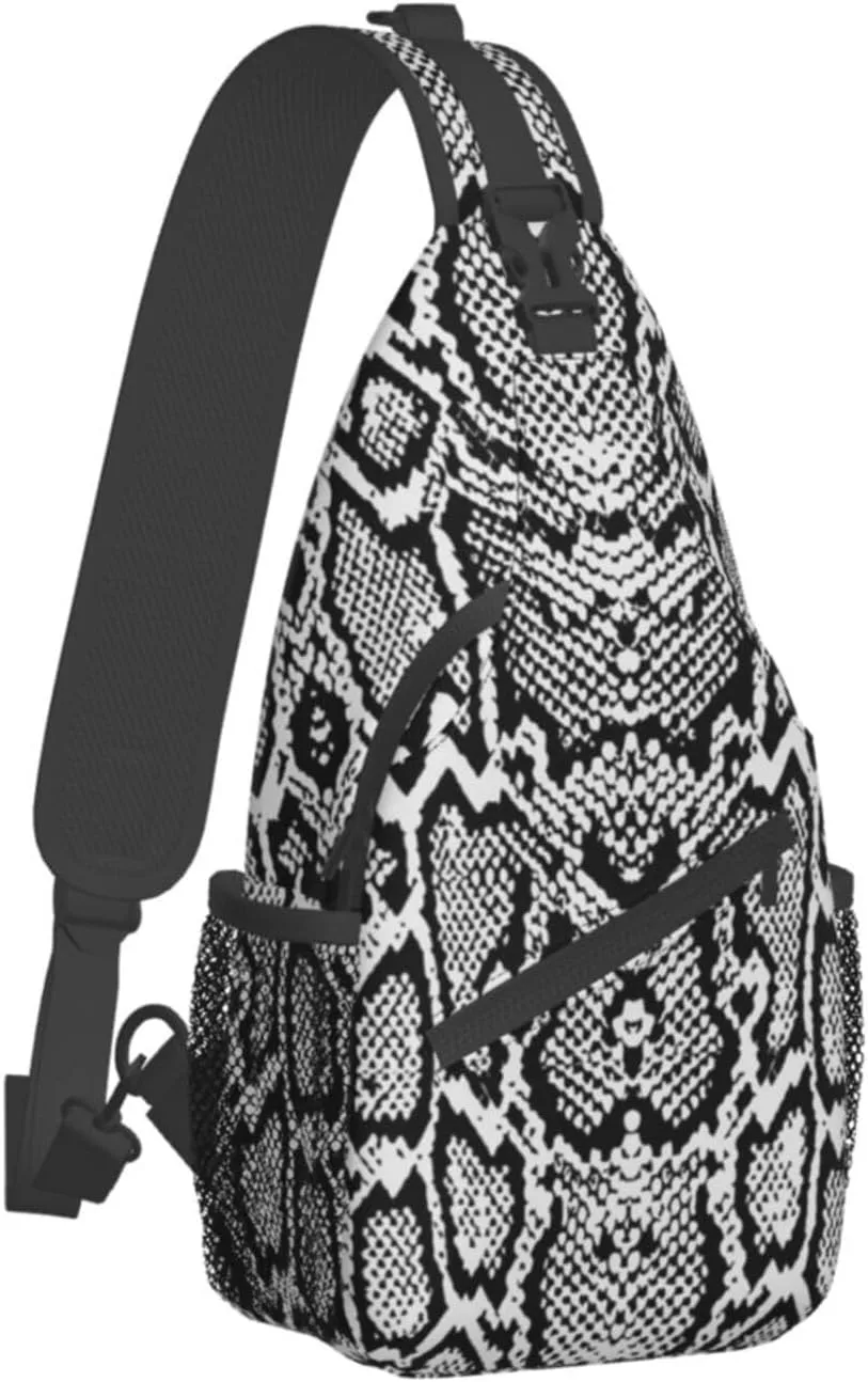 Snake Shoulder Bag Snake Skin Sling Backpack Daypack Casual Backpack Hiking Bag Cool Backpack Bag