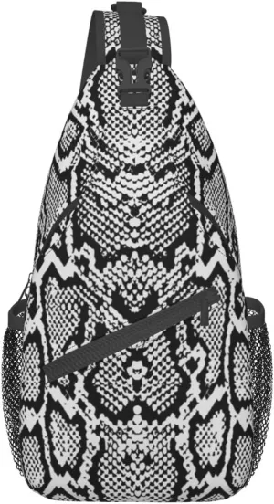 Snake Shoulder Bag Snake Skin Sling Backpack Daypack Casual Backpack Hiking Bag Cool Backpack Bag