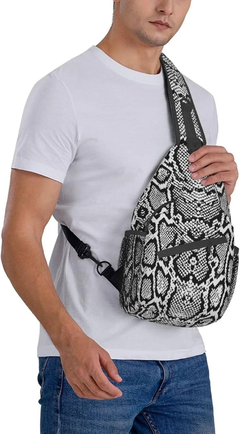 Snake Shoulder Bag Snake Skin Sling Backpack Daypack Casual Backpack Hiking Bag Cool Backpack Bag